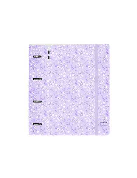 Carpeta con recambio safta din a4 cuadro 5 mm polipropileno foam 4 anillas 35mm estampados floral lila
