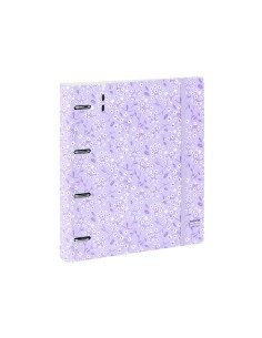 Carpeta con recambio safta din a4 cuadro 5 mm polipropileno foam 4 anillas 35mm estampados floral lila