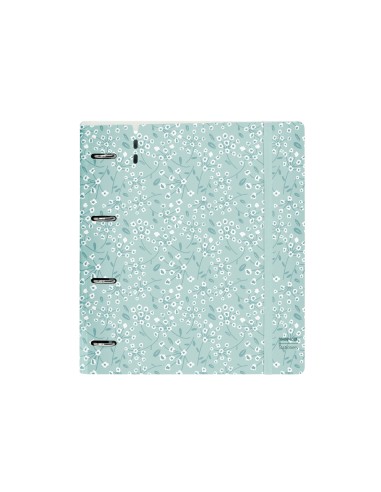 Carpeta con recambio safta din a4 cuadro 5 mm polipropileno foam 4 anillas 35mm estampados floral azul