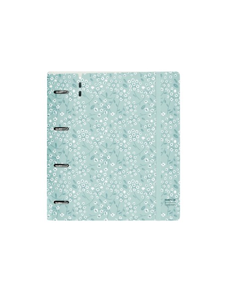 Carpeta con recambio safta din a4 cuadro 5 mm polipropileno foam 4 anillas 35mm estampados floral azul