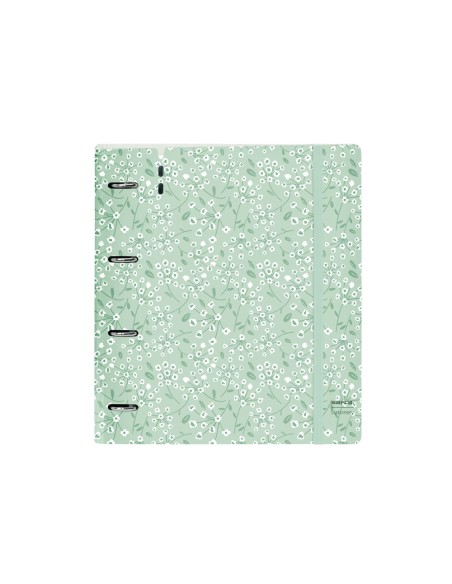 Carpeta con recambio safta din a4 cuadro 5 mm polipropileno foam 4 anillas 35mm estampados floral verde