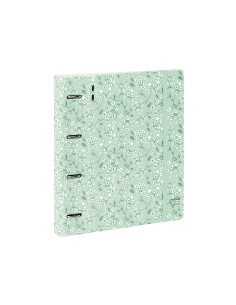 Carpeta con recambio safta din a4 cuadro 5 mm polipropileno foam 4 anillas 35mm estampados floral verde