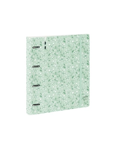 Carpeta con recambio safta din a4 cuadro 5 mm polipropileno foam 4 anillas 35mm estampados floral verde