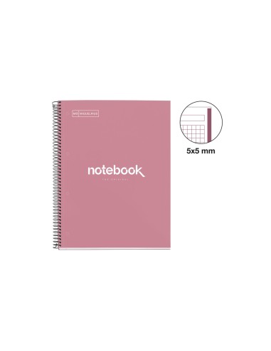 Cuaderno espiral miquelrius notebook emotions rose dust tapa forrada din a4 microperforado 80 hojas 90
