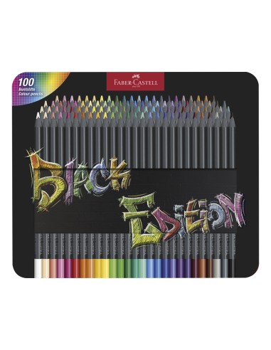 Lapices de colores faber castell black edition caja metalica de 100 unidades colores surtidos