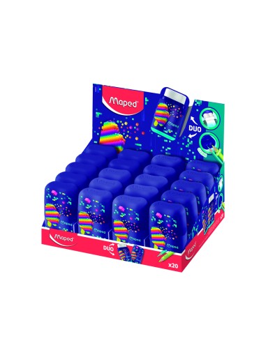 Sacapuntas maped plastico connect pixel party 2 usos con goma de borrar