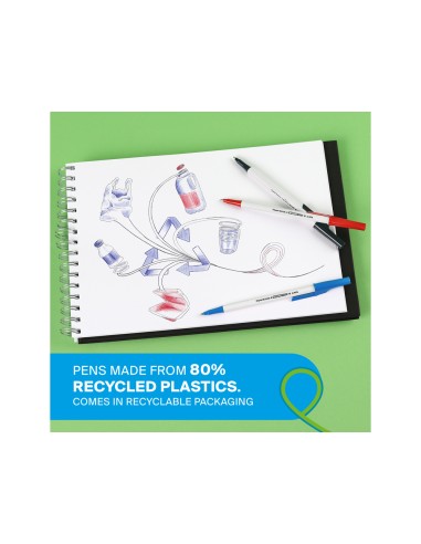 Boligrafo paper mate kilometrico punta 1 mm plastico reciclado 80 color azul