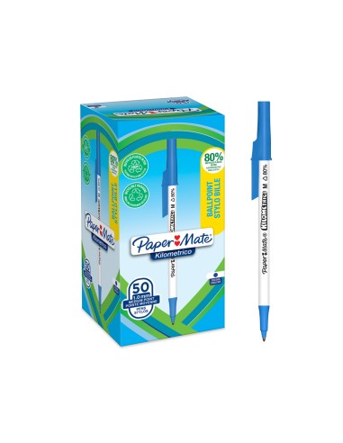 Boligrafo paper mate kilometrico punta 1 mm plastico reciclado 80 color azul
