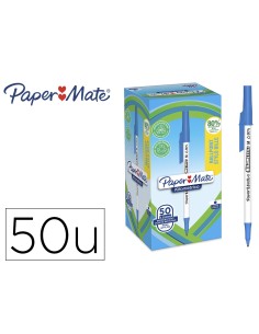 Boligrafo paper mate kilometrico punta 1 mm plastico reciclado 80 color azul