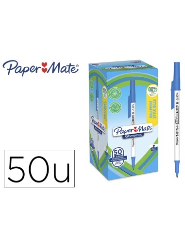 Boligrafo paper mate kilometrico punta 1 mm plastico reciclado 80 color azul