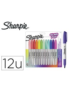 Rotulador sharpie permanente fino glam pop blister de 12 unidades colores surtidos