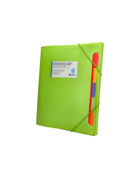 Carpeta beautone 4 anillas 25 mm con 5 separadores 3 solapas cierre gomas polipropileno din a4 color