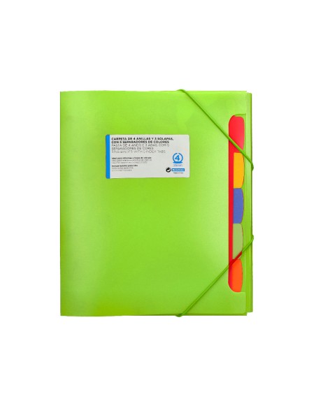 Carpeta beautone 4 anillas 25 mm con 5 separadores 3 solapas cierre gomas polipropileno din a4 color