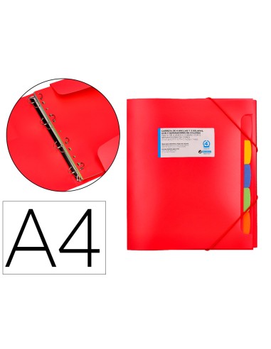 Carpeta beautone 4 anillas 25 mm con 5 separadores 3 solapas cierre gomas polipropileno din a4 color
