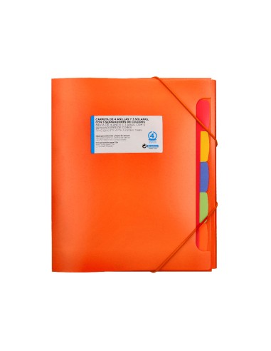 Carpeta beautone 4 anillas 25 mm con 5 separadores 3 solapas cierre gomas polipropileno din a4 color