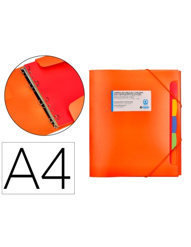 Carpeta beautone 4 anillas 25 mm con 5 separadores 3 solapas cierre gomas polipropileno din a4 color