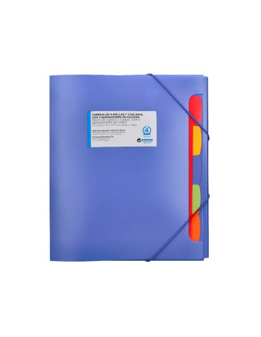 Carpeta beautone 4 anillas 25 mm con 5 separadores 3 solapas cierre gomas polipropileno din a4 color