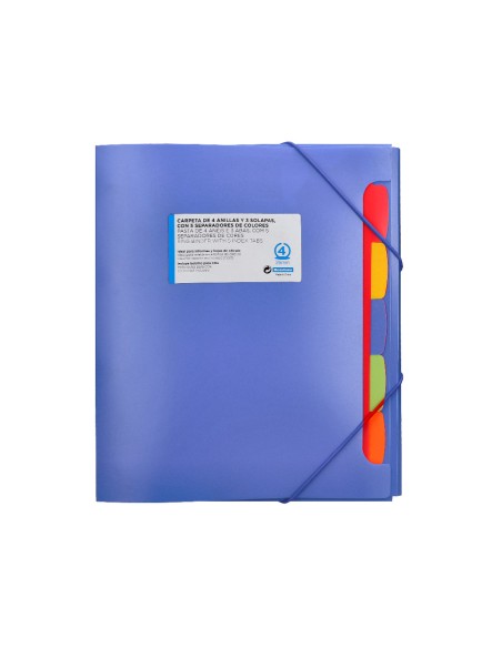 Carpeta beautone 4 anillas 25 mm con 5 separadores 3 solapas cierre gomas polipropileno din a4 color