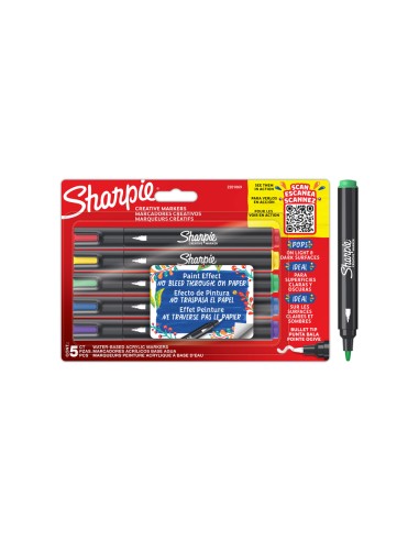 Rotulador sharpie acrylic punta redonda blister de 5 unidades colores surtidos