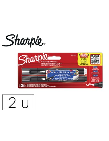 Rotulador sharpie acrylic punta redonda blister de 2 unidades blanco y negro