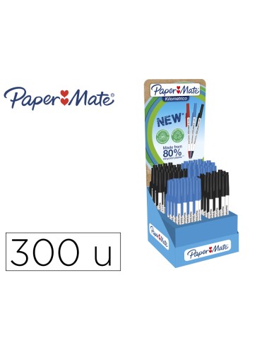 Boligrafo paper mate kilometrico punta 1 mm plastico reciclado 80 expositor de 300 unidades