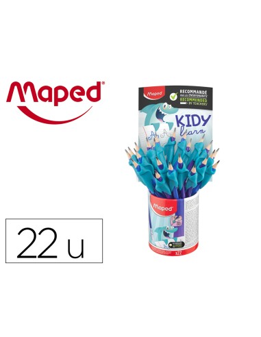 Lapices de grafito maped hb con goma borrar adaptador ergonomico cubilete de 22 unidades