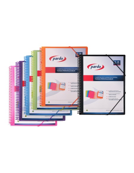 Carpeta pardo escaparate con espiral 40 fundas folio personalizable color lila