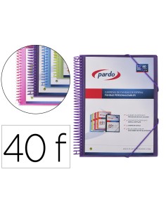 Carpeta pardo escaparate con espiral 40 fundas folio personalizable color lila