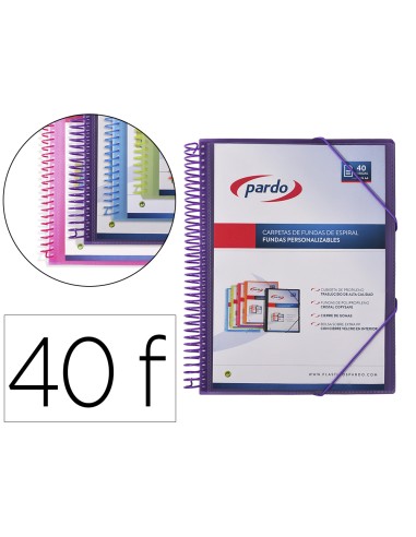 Carpeta pardo escaparate con espiral 40 fundas folio personalizable color lila