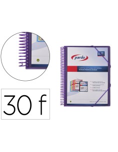 Carpeta pardo escaparate con espiral 30 fundas folio personalizable color lila