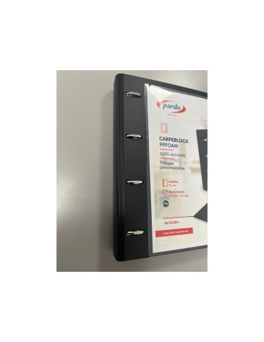 Carpeta con recambio pardo polipropileno foam personalizable 4 anillas 35 mm negro