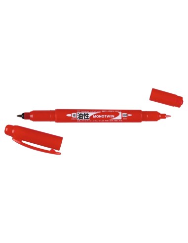 Rotulador tombow mono twin permanente doble punta fina y gruesa color rojo