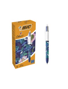 Boligrafo bic cuatro colores botanico punta de 1 mm caja de 12 unidades