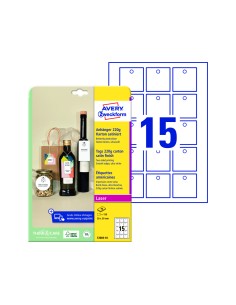 Etiqueta colgante avery blanca 50x50 mm imprimible doble cara carton 220 gr pack de 150 unidades