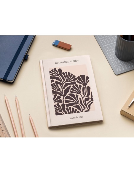 Agenda encuadernada liderpapel nomi a5 2025 dia pagina flores papel 70 gr