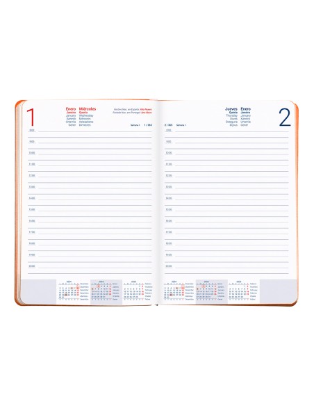 Agenda encuadernada liderpapel sifnos a5 2025 dia pagina color naranja papel 70 gr