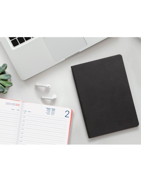 Agenda encuadernada liderpapel sifnos a5 2025 dia pagina color rojo papel 70 gr