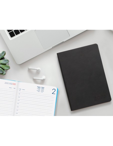 Agenda encuadernada liderpapel sifnos a5 2025 dia pagina color azul papel 70 gr