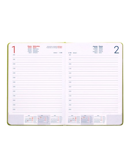 Agenda encuadernada liderpapel mykonos a5 2025 dia pagina color verde claro papel 70 gr
