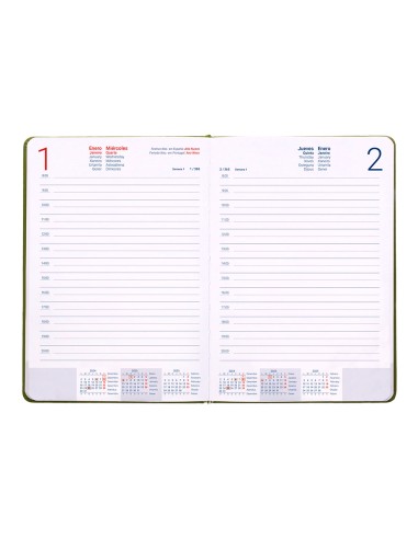 Agenda encuadernada liderpapel mykonos a5 2025 dia pagina color verde papel 70 gr