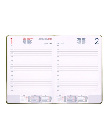 Agenda encuadernada liderpapel mykonos a5 2025 dia pagina color verde papel 70 gr