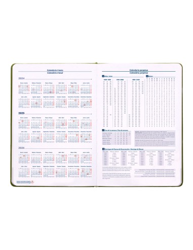 Agenda encuadernada liderpapel mykonos a5 2025 dia pagina color verde papel 70 gr