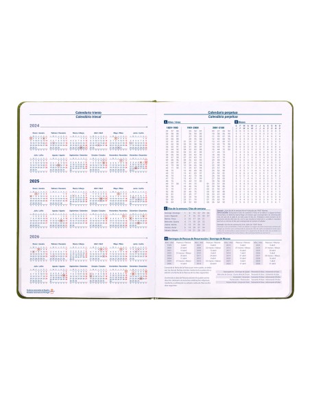 Agenda encuadernada liderpapel mykonos a5 2025 dia pagina color verde papel 70 gr