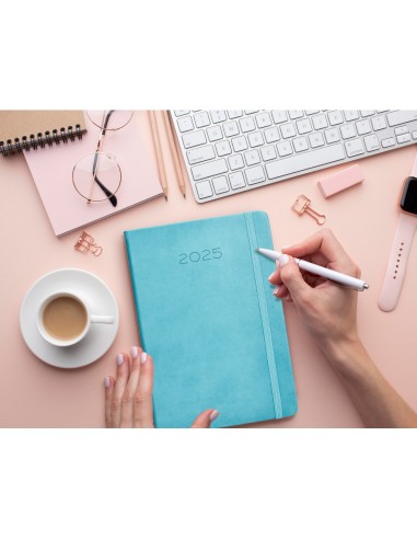 Agenda encuadernada liderpapel mykonos a5 2025 dia pagina light color azul papel 70 gr