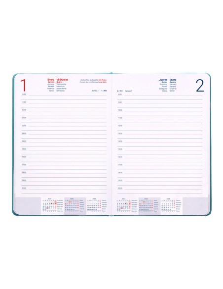 Agenda encuadernada liderpapel mykonos a5 2025 dia pagina light color azul papel 70 gr