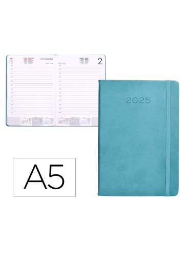 Agenda encuadernada liderpapel mykonos a5 2025 dia pagina light color azul papel 70 gr