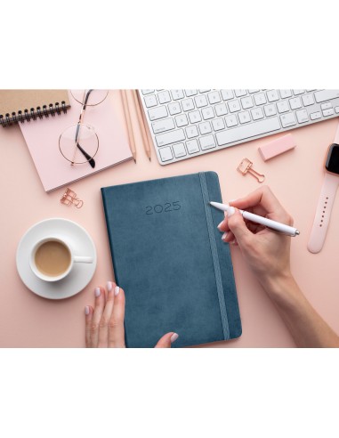 Agenda encuadernada liderpapel mykonos a5 2025 dia pagina color azul papel 70 gr