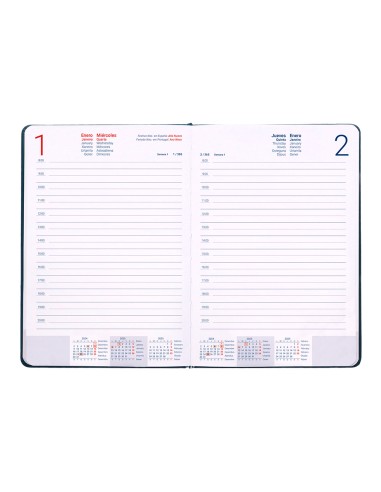 Agenda encuadernada liderpapel mykonos a5 2025 dia pagina color azul papel 70 gr