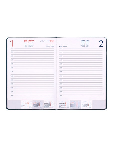 Agenda encuadernada liderpapel mykonos a5 2025 dia pagina color azul papel 70 gr