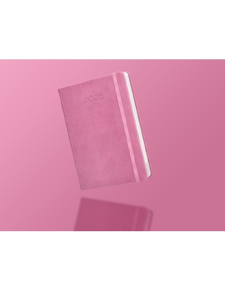 Agenda encuadernada liderpapel mykonos a5 2025 dia pagina color rosa papel 70 gr